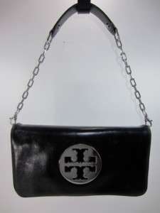 NWD TORY BURCH Black Amanda LOGO Flap Leather Clutch Messenger Bag 