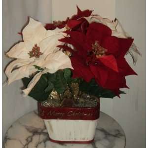  Christmas/Holiday Mixed Poinsettia Floral Arrangement 
