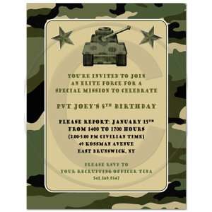  Camouflage Military Army Birthday Party Invitations   Set 