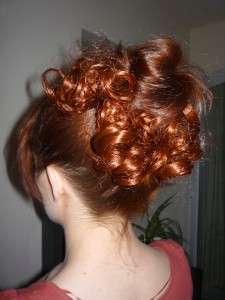 HAIR EXTENSION RED SCRUNCHIE UPDO CURLY FIRE COPPER RED TWIST ON 
