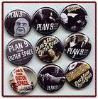 PLAN 9 FROM OUTER SPACE 9 SCI FI PINS BADGES BUTTONS