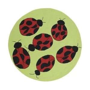   PLY 6023 Area Rug   8 Round   Pale Green, Red, Black