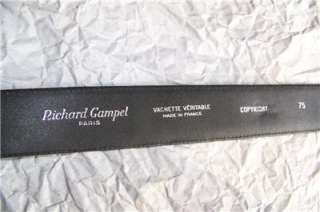 Richard Gampel Paris Womens Leather Belt, France, Black, EU Sz 75, US 