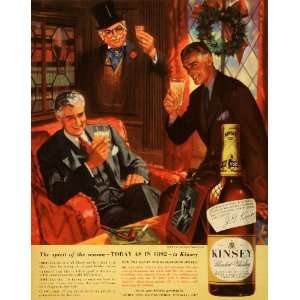  1943 Ad Kinsey Blended Whiskey Alcohol Men Portrait Party 