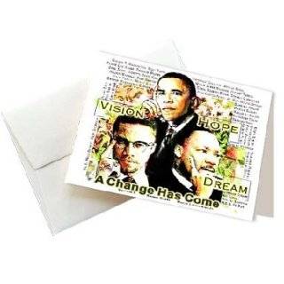Malcolm X, Barack Obama, Martin Luther King Jr. Trio Note Card with 