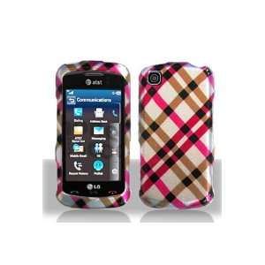  LG GT550 Encore Graphics Case   Hot Pink Plaid Cell 