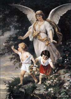Bernhard Plockhorst Guardian Angel Oil Painting repro  