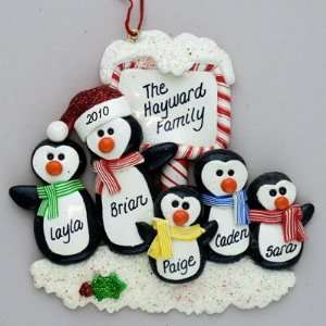  Penguins (5) Personalized Claydough Christmas Ornament 