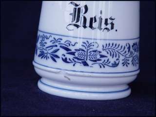 Antique Flow Blue Stencil Canister Germany REIS RICE  