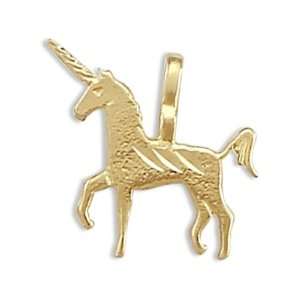  Unicorn Pendant 14k Yellow Gold Horse Charm Animal Jewel 