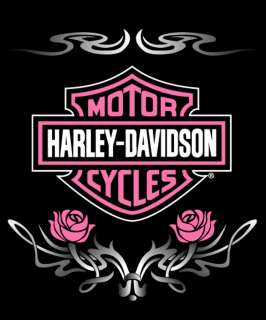 Pink / Black Harley Davidson Bar & Shield Throw Blanket  