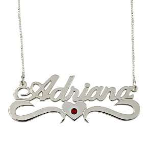  Sterling Silver Underlined Name Necklace with Heart and 
