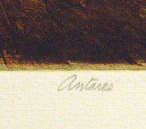 Lawrence Lerfald, Antares, Hand Signed Original etching brown gold 
