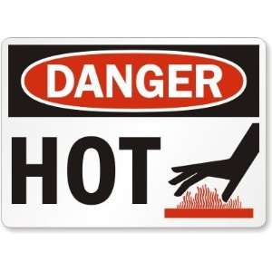  Danger: Hot (with graphic) Plastic Sign, 14 x 10 Office 