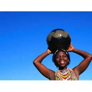 Zulu Woman Carrying Beer Pot, Zululand, South Africa Photographic 
