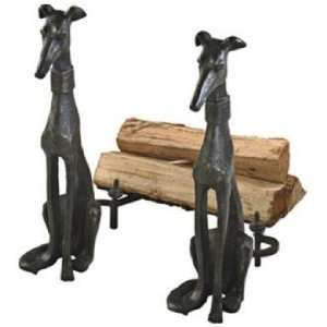  Set of Two Canyon Bronze Dog Cast Iron Fireplace Andirons 