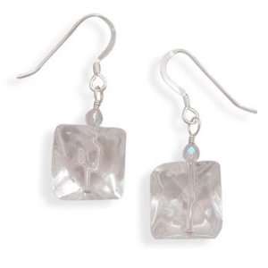  Clear Beveled Glass French Wire Earrings Jewelry