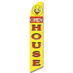 12ft x 2.5ft OPEN HOUSE Feather Banner Flag Set   INCLUDES 15FT POLE 