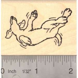  Dog Showing his Belly Rubber Stamp, Friendly Dog Rolling Over 