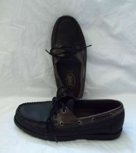   Boat 2 eyed Shoes Size US 7.5 UK 6.5 EUR 40 Black & Brown EUC  
