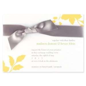  Sunny Garden Floral with Silver Ribbon Wedding Invitations 