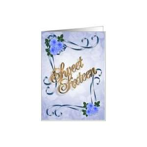  Sweet 16 Birthday party invitation blue roses Card Toys 