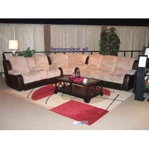   Microfiber Two Tone Recliner Sectional 