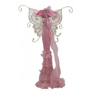  Butterfly Lady Jewelry Stand Doll Layered Gown 13H Pink 