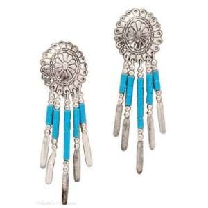    Sterling Silver Concho Turquoise Heishi Beads Earrings Jewelry