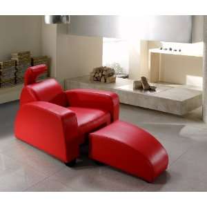  Rosso   Red Lounge Chair & Ottoman: Home & Kitchen