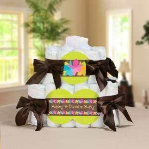    Luau   2 Tier Personalized Square   Baby Shower Diaper Cake: Baby