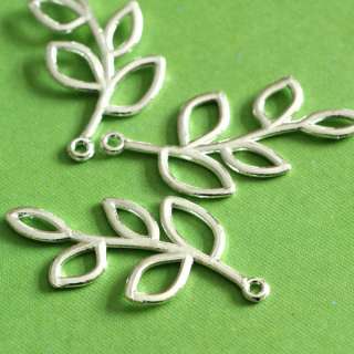 Lead Free 2pcs Silver Finish Branch Twig Vivid Leaf Pendants  
