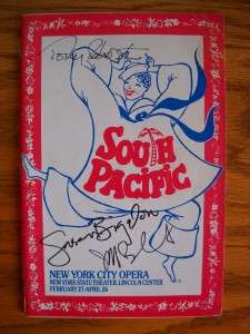Signed South Pacific Playbill 1987 NYCO Tony Roberts +2  