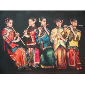 12X16 inch Figure Canvas Art Repro Chinese Top Five Fluting:  
