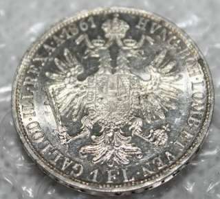 0007# 1861 Austria 1 Florin Silver Coin  