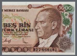 5000 LIRA Banknote TURKEY 1990   Mustafa ATATURK   UNC  