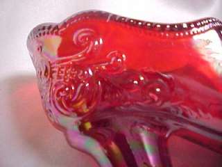 Mosser Glass Ruby Red Carnival Bow Slipper Shoe 109RC  