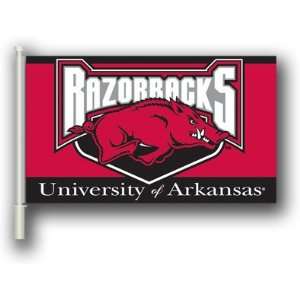  Arkansas Razorbacks Car Flag w/Wall Brackett Set of 2 