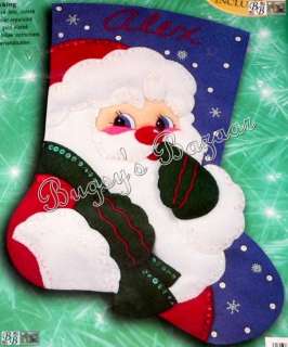 Bucilla Santa TOUCHING HIS NOSE Felt Christmas Stocking Kit   15 