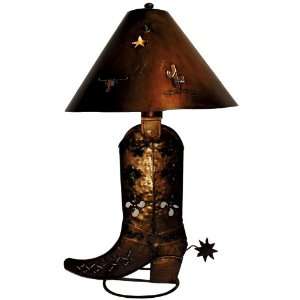 Western Boot Table Lamp with Shade, Antique Finish
