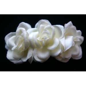  NEW Ivory Triple Rose Hair Flower Clip, Limited.: Beauty