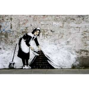  LAMINATED Banksy Camden Town Maid Sweeper Mini Poster 