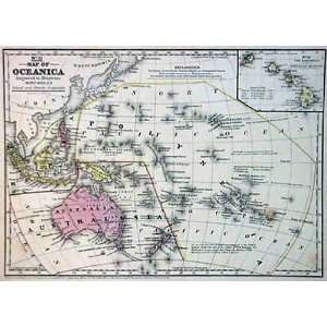  Mitchell 1852 Antique Map of Oceanica