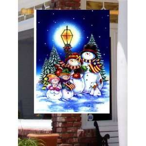  Lamp Post Snow Family Large Flag: Patio, Lawn & Garden