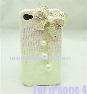 Bling Crystal Bow white Case for iPhone 4 4S [F5]  