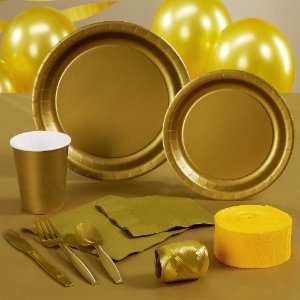   Gold (Gold) Deluxe Party Kit (24 guests) 158584: Toys & Games