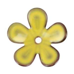  22mm C Koop Beads Butter Yellow Enameled Large 5 Petal 