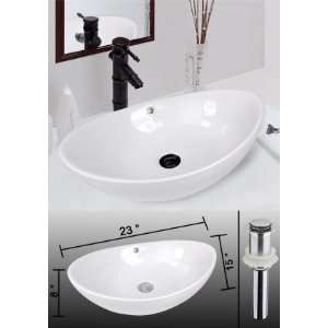  Bathroom Round Oval Porcelain Sink Overflow with Drain 