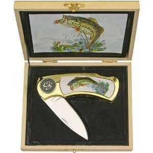  Large Mouth Bass Folding Pocket Knife In Gift Box: Sports 