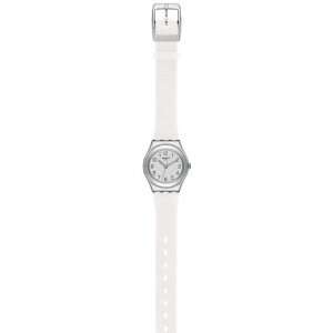   YSS267 White Leather Quartz Watch with White Dial: Swatch: Watches